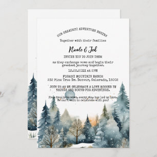 Convite Casamento Exterior Rustic Winter Pine Trees Snow O