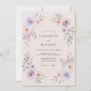 Convite Casamento Exuberante de Rosa Cor-de-Rosa na Primav
