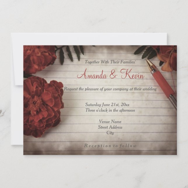 Convite Casamento Fall Floral Rustic (Frente)