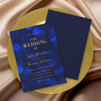 Casamento Falso Ouro Luzes Bokeh Azul Safira
