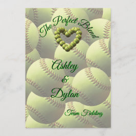 Convite Casamento Familiar Misturado De Coração De Softbal