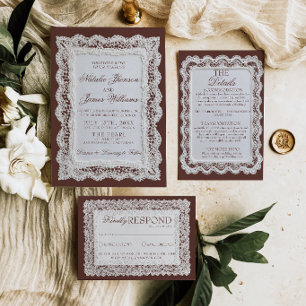 Convite Casamento Fancy Chocolate Marrom Renda Dinheiro An