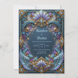 Convite Casamento Fantasia com Asa Lavanda