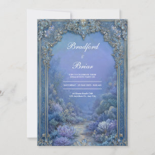Convite Casamento Fantasia Congelada Lavanda Azul Barroco