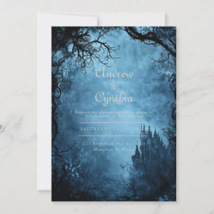 Convite Casamento Fantasia Floresta Castelo Preto Gótico