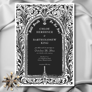 Convite Casamento Farmoso Gótico Negro Branco Medieval
