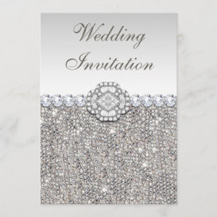 Convite Casamento Faux Silver Sequins and Diamond Images