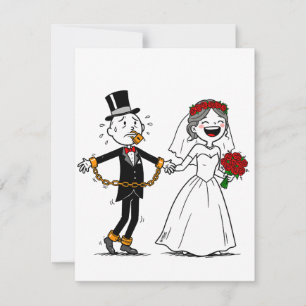 Convite Casamento feliz engraçado