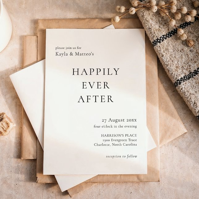 Convite Casamento Feliz para Sempre Tipografia Clássica (Criador carregado)