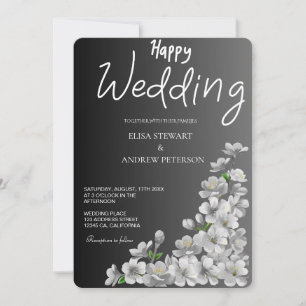 Convite Casamento Feliz Romântico Floral Casamento