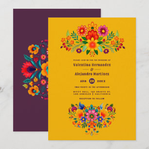 Convite Casamento Fiesta de Arte Popular Mexicano Marigold