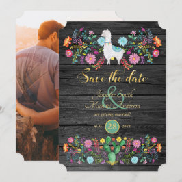 Convite Casamento Fiesta Salve A Data Llama Folk Flores