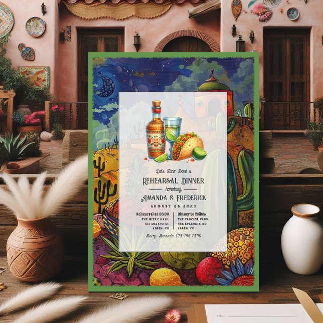 Convite Casamento Fiesta Vamos Taco Bout um Janto de ensai (Wedding Fiesta Let's Taco Bout a Rehearsal Dinner Invitation)
