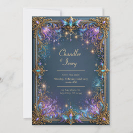 Convite Casamento Filigrana Celestial Violeta da Meia-Noit
