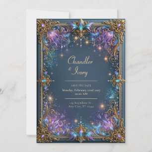 Convite Casamento Filigrana Celestial Violeta da Meia-Noit