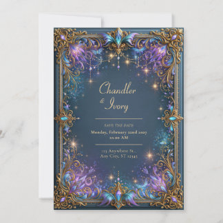 Convite Casamento Filigrana Celestial Violeta da Meia-Noit