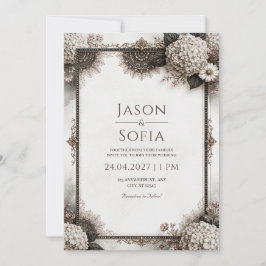 Convite Casamento Filigrana Hortênsia Sépia