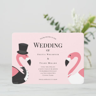Convite Casamento Flamingo Rosa
