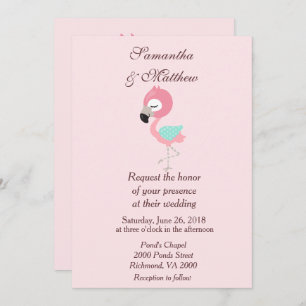 Convite Casamento Flamingo Rosa Kawaii