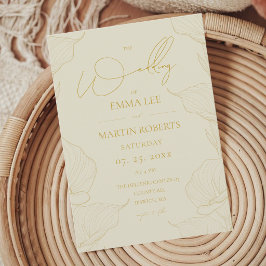 Convite Casamento Flor Amarela Manteiga Creme Delicado