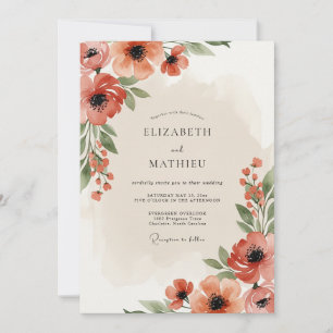 Convite Casamento Flor Coral Verdejante