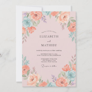 Convite Casamento Flor de Açafrão Azul
