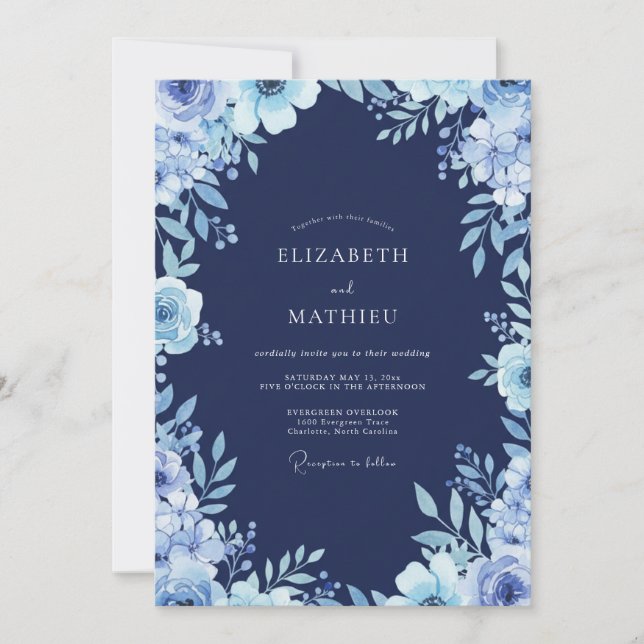 Convite Casamento Flor de Aço da Meia-Noite (Frente)