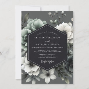 Convite Casamento Flor de Alabastro Carvão