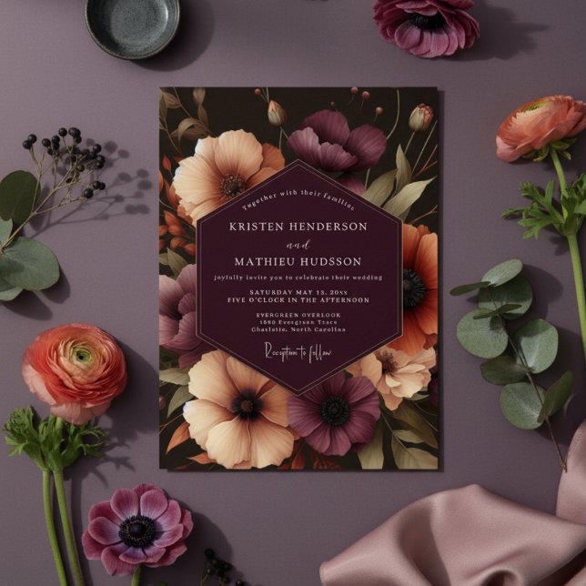 Convite Casamento Flor de Amaranto Roxo (Criador carregado)