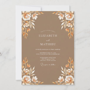Convite Casamento Flor de Âmbar Bege