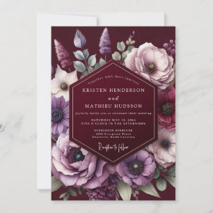 Convite Casamento Flor de Âmbar Borgonha