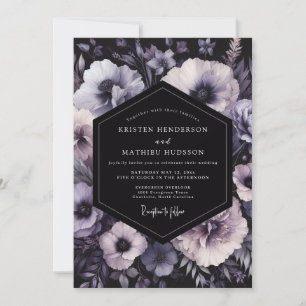 Convite Casamento Flor de Âmbar Charcoal