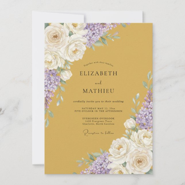 Convite Casamento Flor de Âmbar e Ametista (Frente)