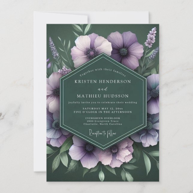 Convite Casamento Flor de Ámbar Esmeralda (Frente)
