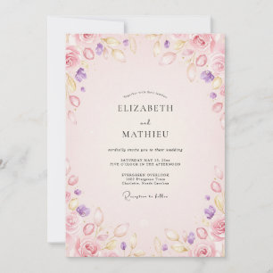 Convite Casamento Flor de Âmbar Pastel