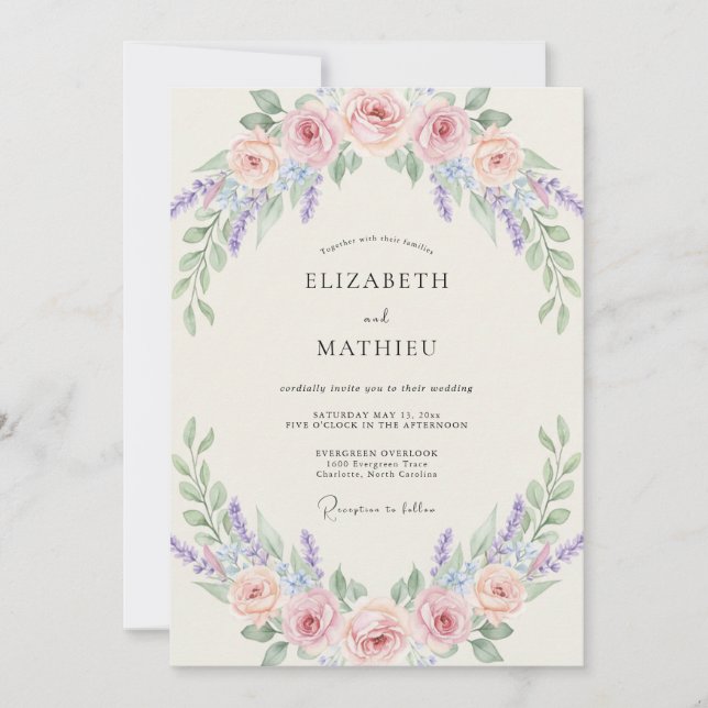 Convite Casamento Flor de Âmbar Peachy (Frente)