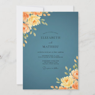 Convite Casamento Flor de Âmbar Slate