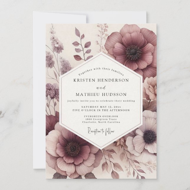 Convite Casamento Flor de Ameixa (Frente)