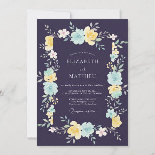 Convite Casamento Flor de Ameixa Celestial Aqua