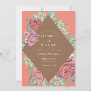 Convite Casamento Flor de Ameixa Coral Macia