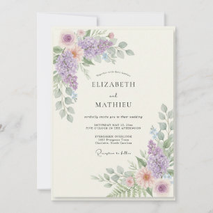 Convite Casamento Flor de Ameixa Dourada