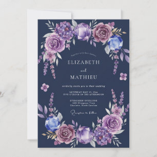 Convite Casamento Flor de Ameixa Índigo
