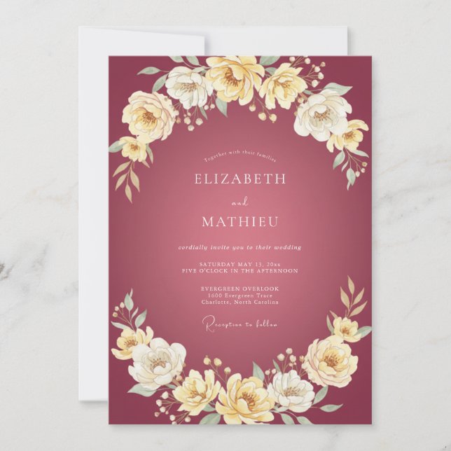 Convite Casamento Flor de Ameixa Marfim (Frente)