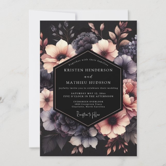 Convite Casamento Flor de Ameixa Sombria (Frente)