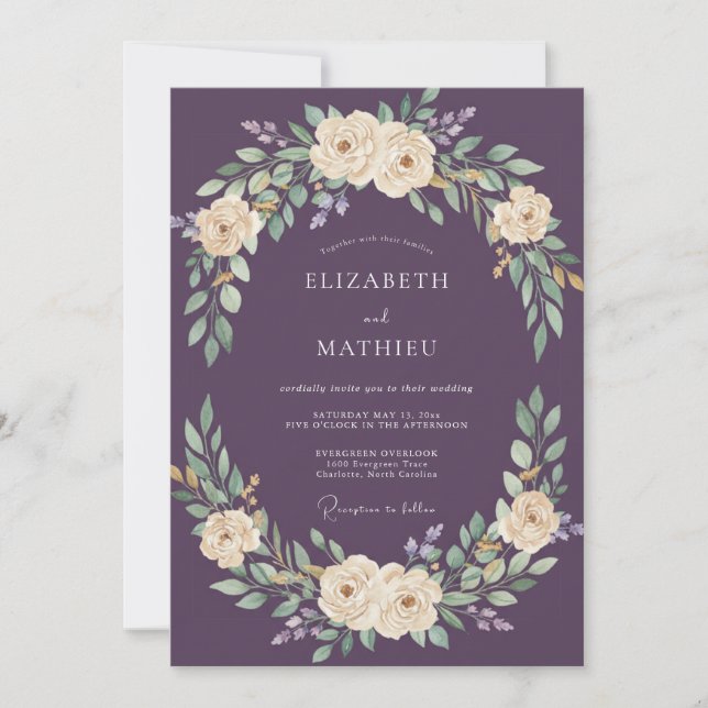 Convite Casamento Flor de Ameixa Verdejante (Frente)