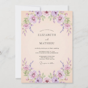 Convite Casamento Flor de Ameixa Violeta