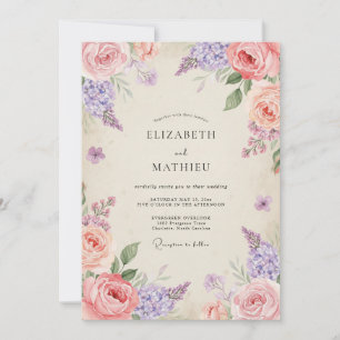 Convite Casamento Flor de Amethyst Rosa