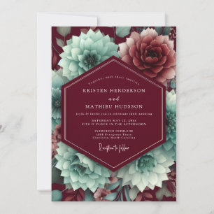 Convite Casamento Flor de Aquamarina Claret
