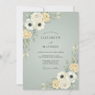 Convite Casamento Flor de Ardósia Empoeirada