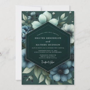 Convite Casamento Flor de Ardósia Esmeralda